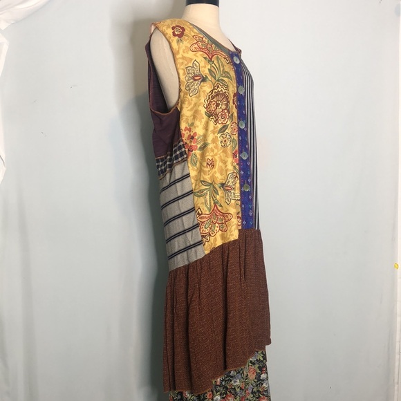 NOTHING MATCHES Patchwork Floral Stripe Maxi Jumper Dress XL - Picture 4 of 17